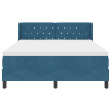 Box spring seng med hovedgærde Mørk blå 200 x 140 cm Fløjl