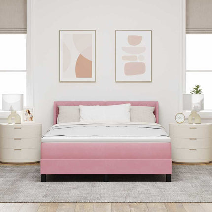 Box spring seng med hovedgærde Lyserød 200 x 140 cm Fløjl