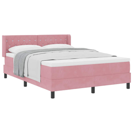Box spring seng med hovedgærde Lyserød 200 x 140 cm Fløjl