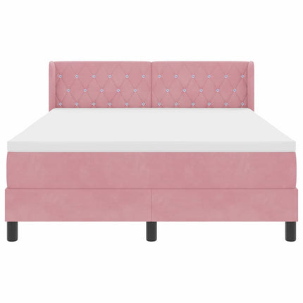 Box spring seng med hovedgærde Lyserød 200 x 140 cm Fløjl