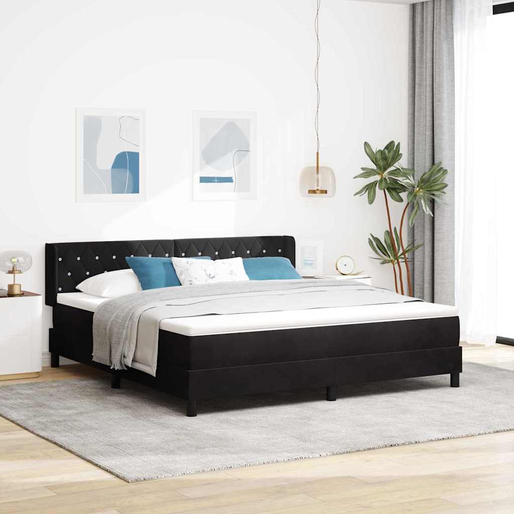 Box spring seng med hovedgrde Sort 200 x 180 cm Fljl