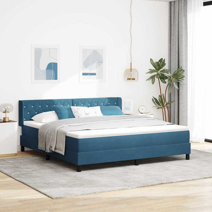 Box spring seng med hovedgærde Mørk blå 200 x 180 cm Fløjl