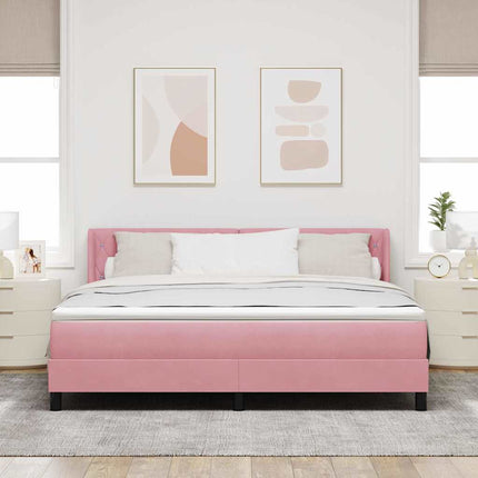 Box spring seng med hovedgærde Lyserød 200 x 180 cm Fløjl