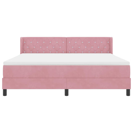 Box spring seng med hovedgærde Lyserød 200 x 180 cm Fløjl