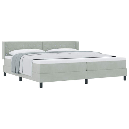 Box spring seng med hovedgærde Lysegrå 200 x 200 cm Fløjl