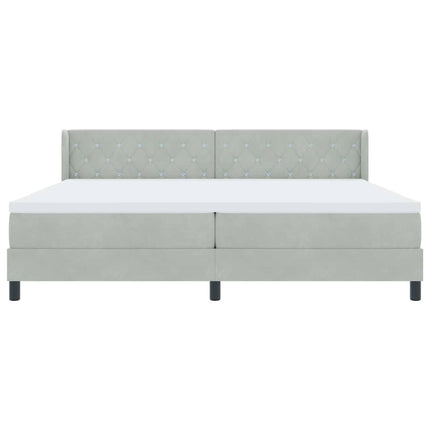 Box spring seng med hovedgærde Lysegrå 200 x 200 cm Fløjl