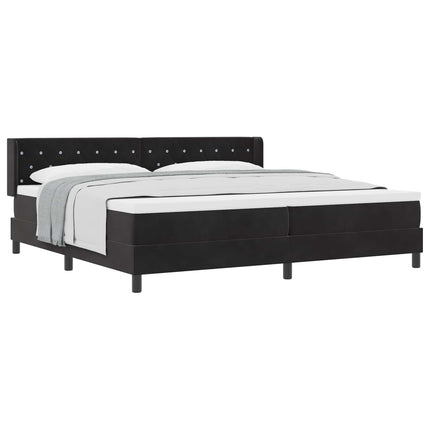 Box spring seng med hovedgærde Sort 200 x 200 cm Fløjl