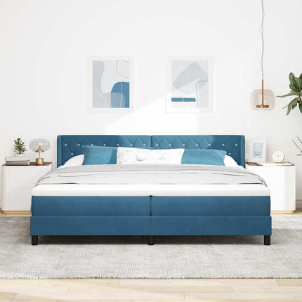 Box spring seng med hovedgærde Mørk blå 200 x 200 cm Fløjl