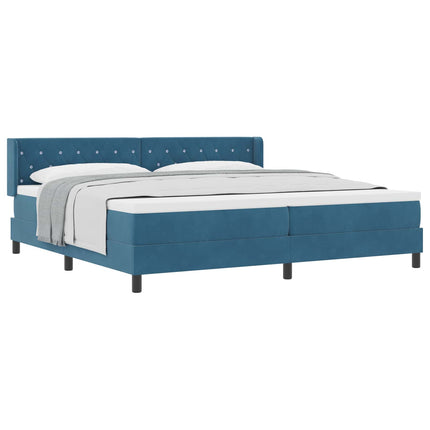 Box spring seng med hovedgærde Mørk blå 200 x 200 cm Fløjl