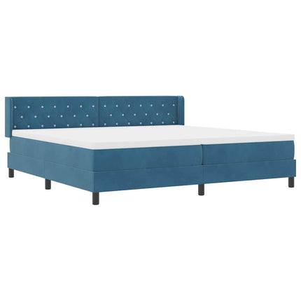 Box spring seng med hovedgærde Mørk blå 200 x 200 cm Fløjl