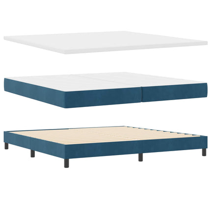 Box spring seng med hovedgærde Mørk blå 200 x 200 cm Fløjl