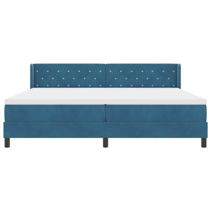 Box spring seng med hovedgærde Mørk blå 200 x 200 cm Fløjl