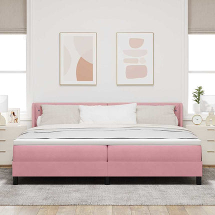 Box spring seng med hovedgærde Lyserød 200 x 200 cm Fløjl