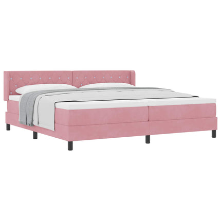 Box spring seng med hovedgærde Lyserød 200 x 200 cm Fløjl