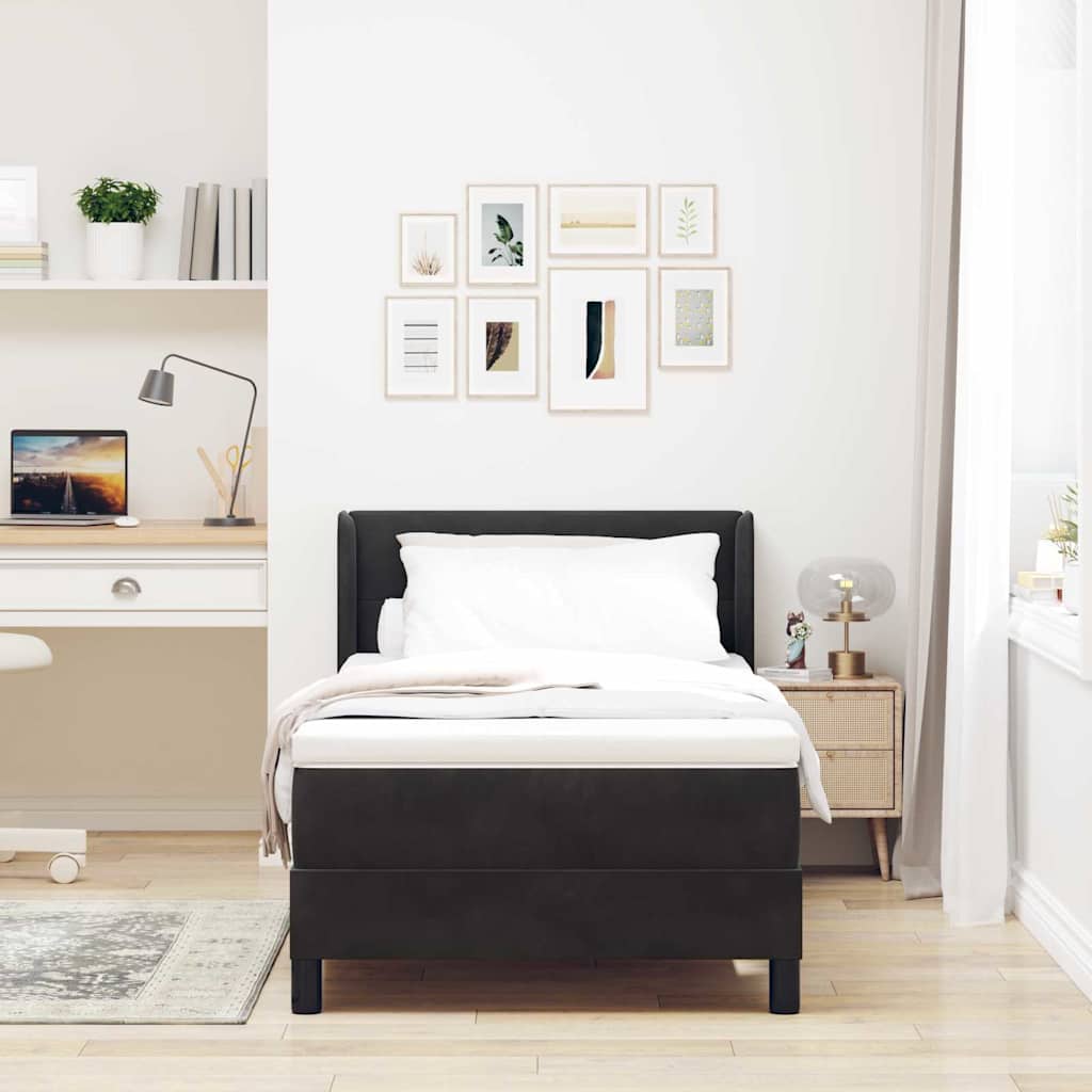 Box spring seng med hovedgærde Sort 200 x 80 cm Fløjl