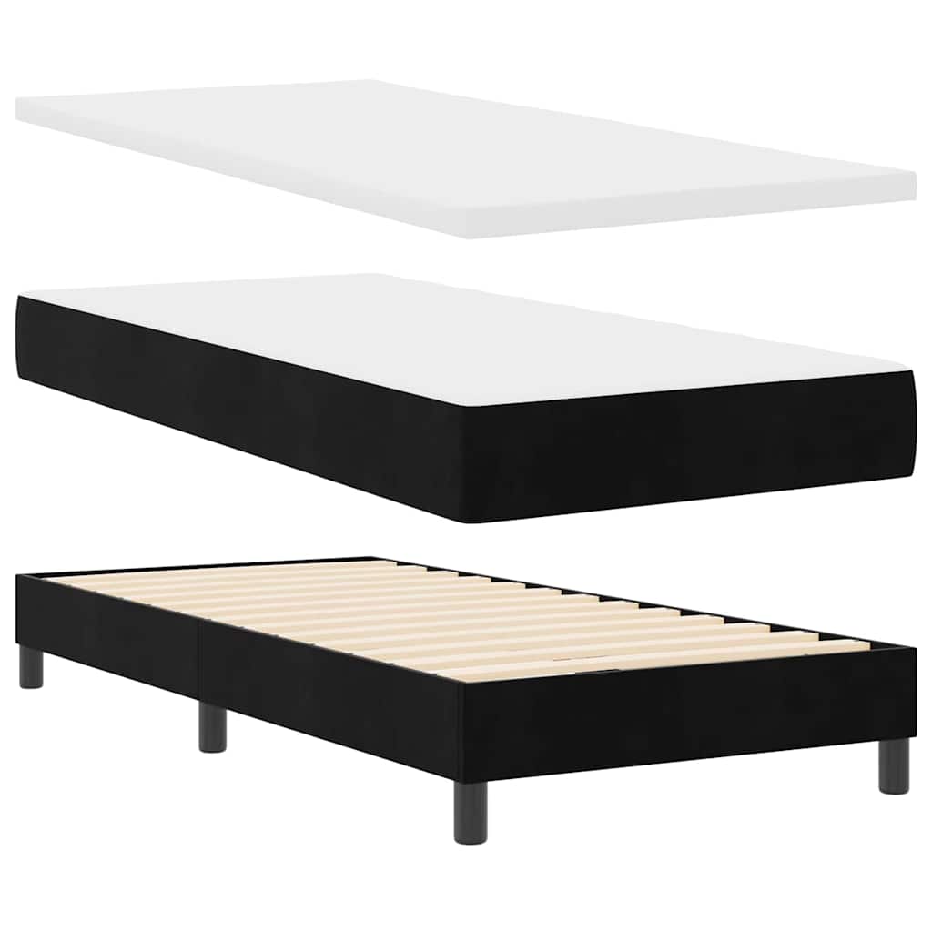 Box spring seng med hovedgærde Sort 200 x 80 cm Fløjl