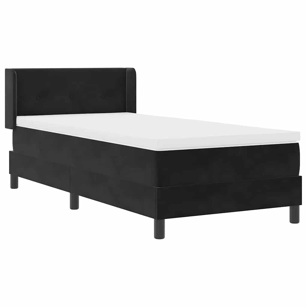 Box spring seng med hovedgærde Sort 200 x 80 cm Fløjl