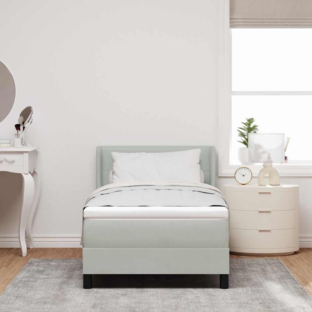 Box spring seng med hovedgærde Lysegrå 190 x 90 cm Fløjl