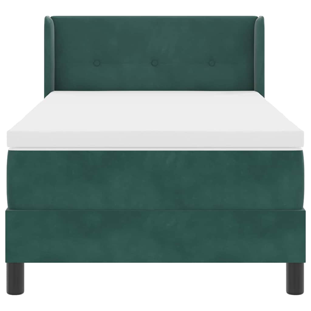Box spring seng med hovedgærde Mørkegrøn 190 x 90 cm Fløjl