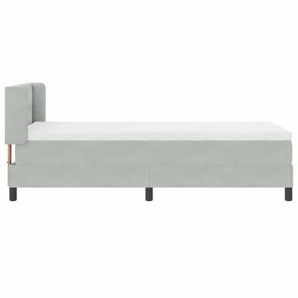 Box spring seng med hovedgærde Lysegrå 200 x 90 cm Fløjl