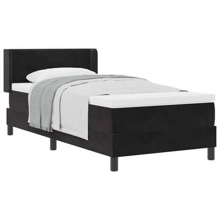 Box spring seng med hovedgærde Sort 200 x 90 cm Fløjl