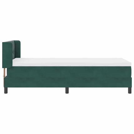 Box spring seng med hovedgærde Mørkegrøn 200 x 90 cm Fløjl