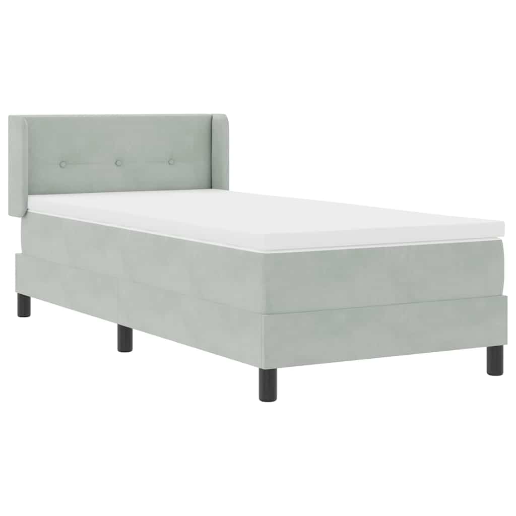 Box spring seng med hovedgærde Lysegrå 200 x 100 cm Fløjl