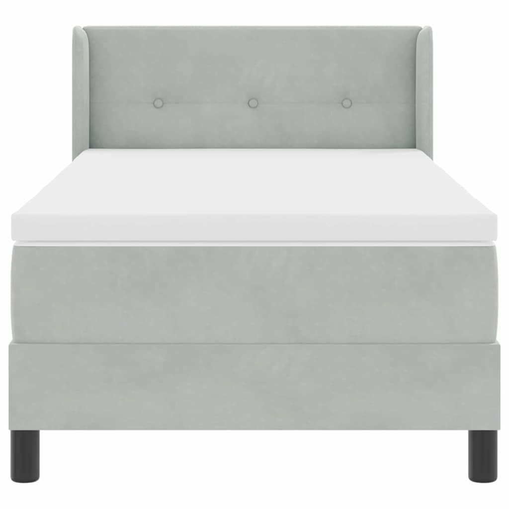 Box spring seng med hovedgærde Lysegrå 200 x 100 cm Fløjl