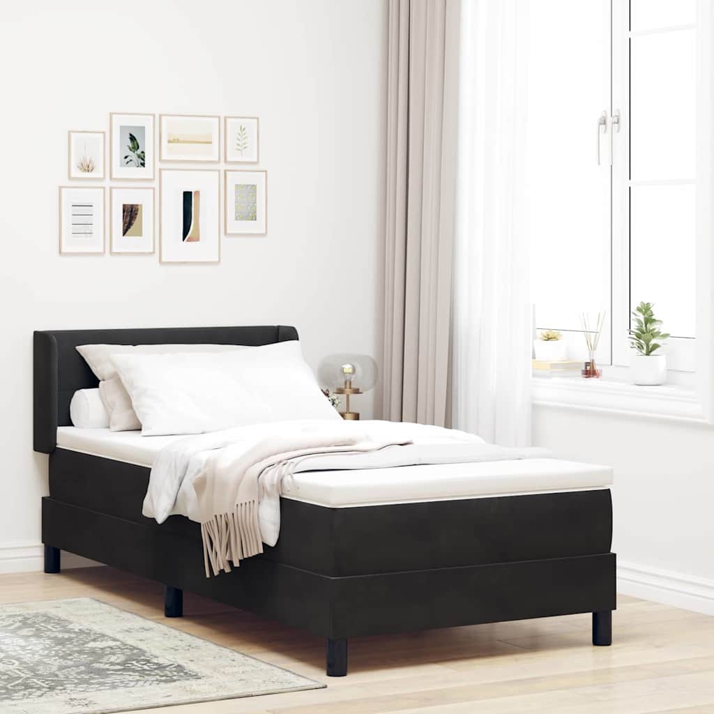 Box spring seng med hovedgærde Sort 200 x 100 cm Fløjl