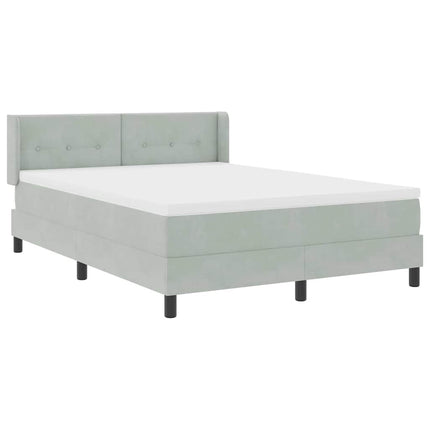 Box spring seng med hovedgærde Lysegrå 190 x 140 cm Fløjl
