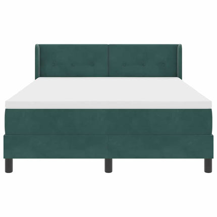 Box spring seng med hovedgærde Mørkegrøn 190 x 140 cm Fløjl