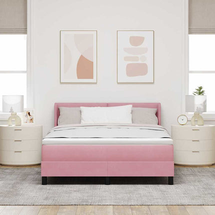 Box spring seng med hovedgærde Lyserød 200 x 140 cm Fløjl