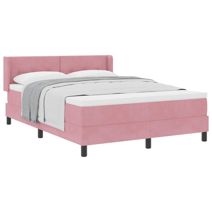 Box spring seng med hovedgærde Lyserød 200 x 140 cm Fløjl