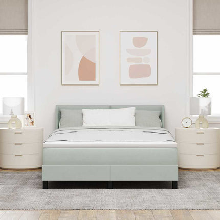 Box spring seng med hovedgærde Lysegrå 200 x 160 cm Fløjl