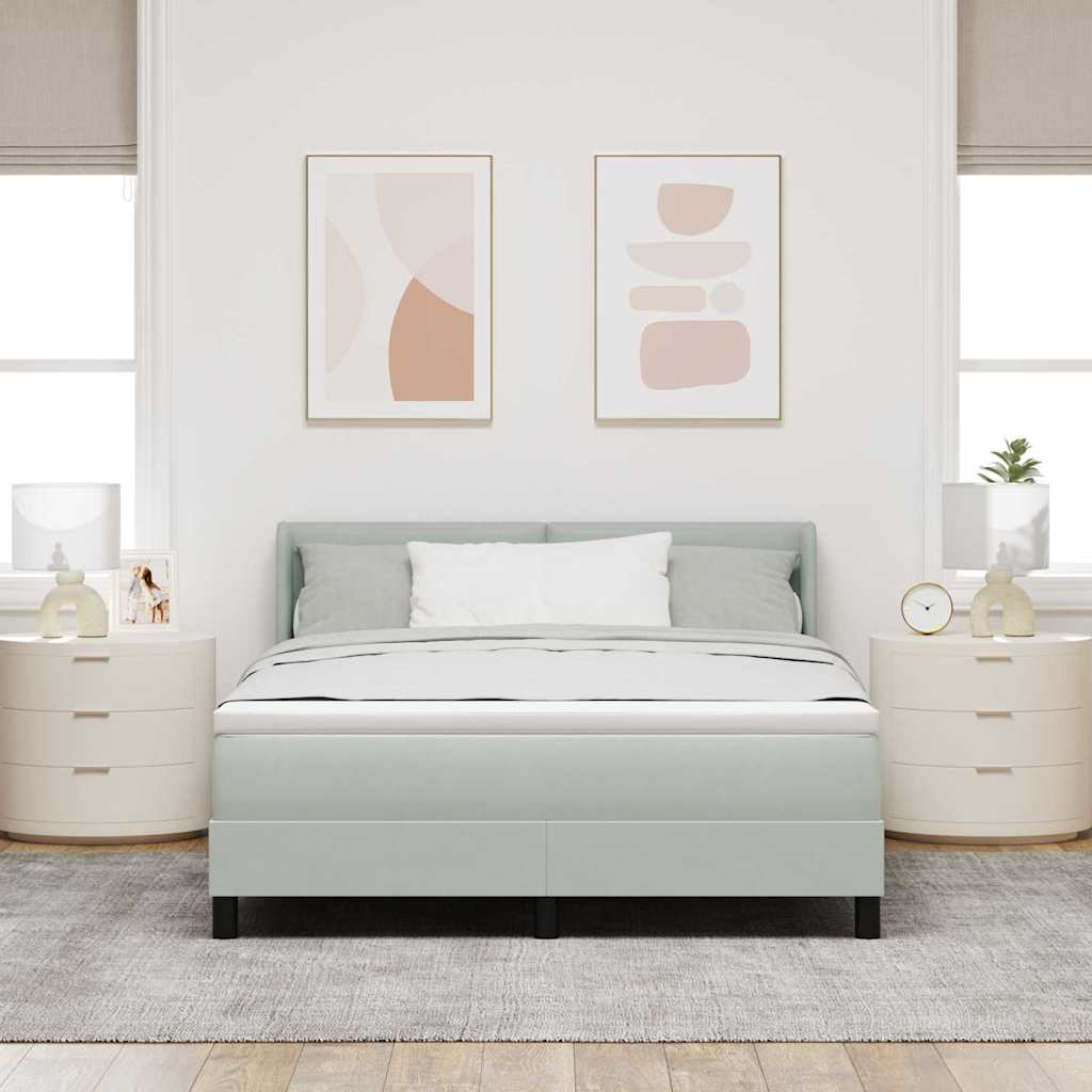 Box spring seng med hovedgærde Lysegrå 200 x 160 cm Fløjl