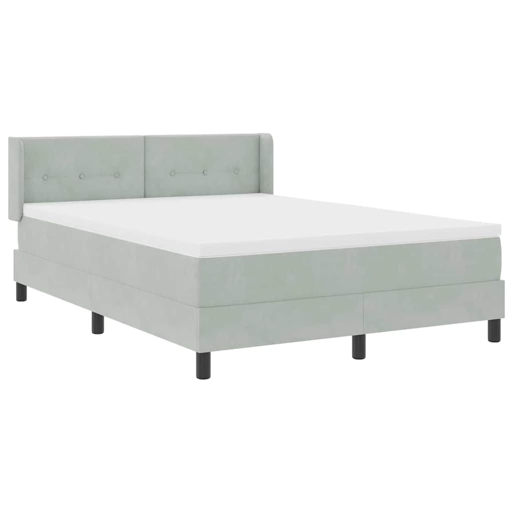 Box spring seng med hovedgærde Lysegrå 200 x 160 cm Fløjl