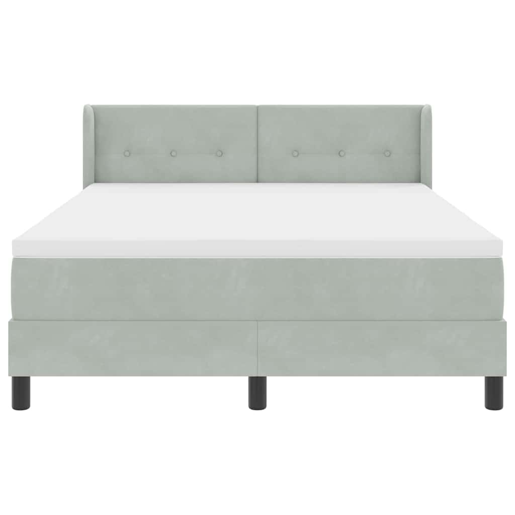 Box spring seng med hovedgærde Lysegrå 200 x 160 cm Fløjl