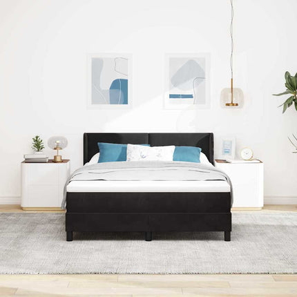 Box spring seng med hovedgærde Sort 200 x 160 cm Fløjl