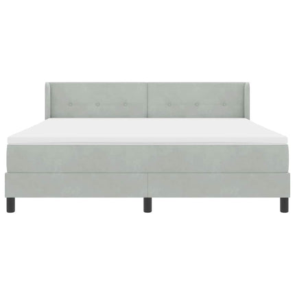 Box spring seng med hovedgærde Lysegrå 200 x 180 cm Fløjl