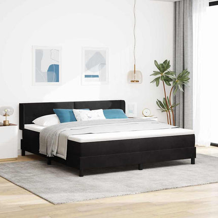Box spring seng med hovedgærde Sort 200 x 180 cm Fløjl