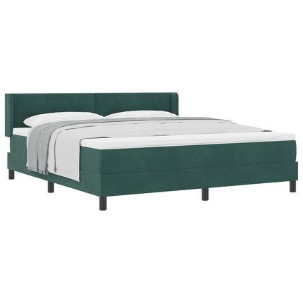 Box spring seng med hovedgærde Mørkegrøn 200 x 180 cm Fløjl