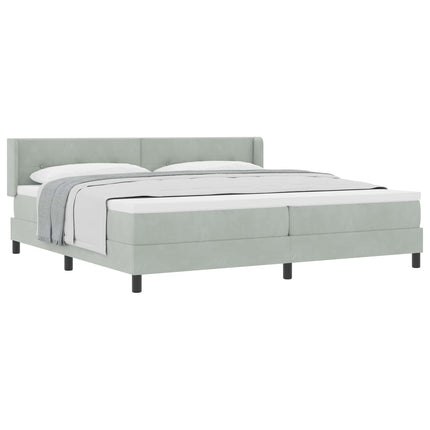 Box spring seng med hovedgærde Lysegrå 200 x 200 cm Fløjl
