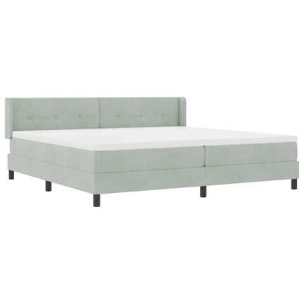 Box spring seng med hovedgærde Lysegrå 200 x 200 cm Fløjl