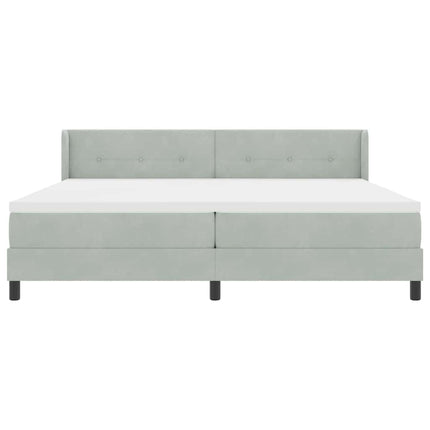 Box spring seng med hovedgærde Lysegrå 200 x 200 cm Fløjl