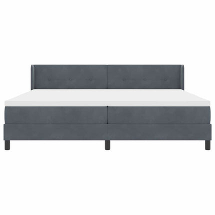 Box spring seng med hovedgærde Mørkegrå 200 x 200 cm Fløjl