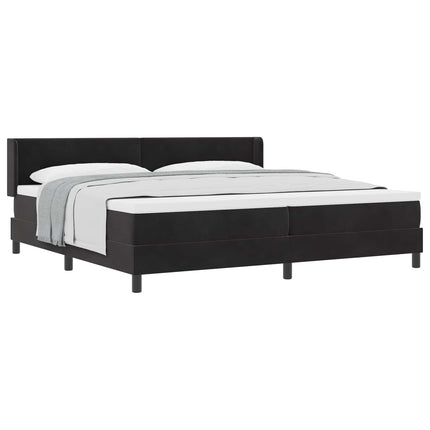 Box spring seng med hovedgærde Sort 200 x 200 cm Fløjl