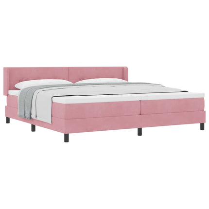 Box spring seng med hovedgærde Lyserød 200 x 200 cm Fløjl
