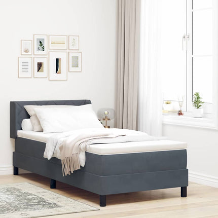 Box spring seng med hovedgærde Mørkegrå 190 x 90 cm Fløjl