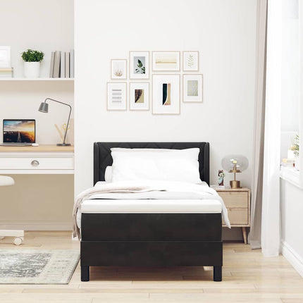 Box spring seng med hovedgærde Sort 190 x 90 cm Fløjl