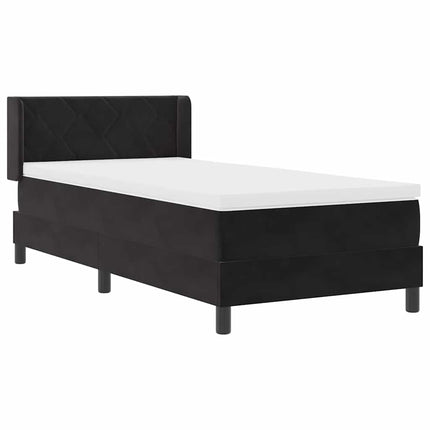 Box spring seng med hovedgærde Sort 190 x 90 cm Fløjl